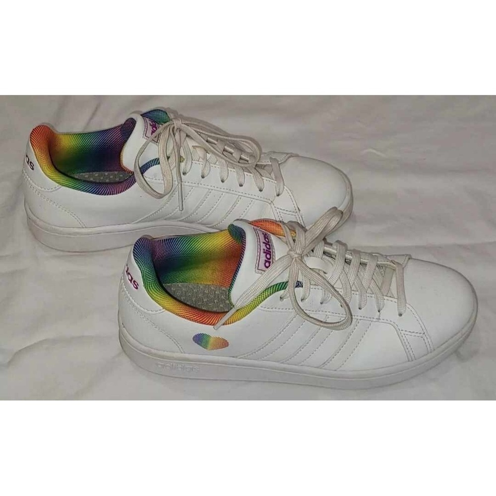 Men's Size 9.5 - Adidas Grand Court Rainbow Pride Sneakers‎ H01054
